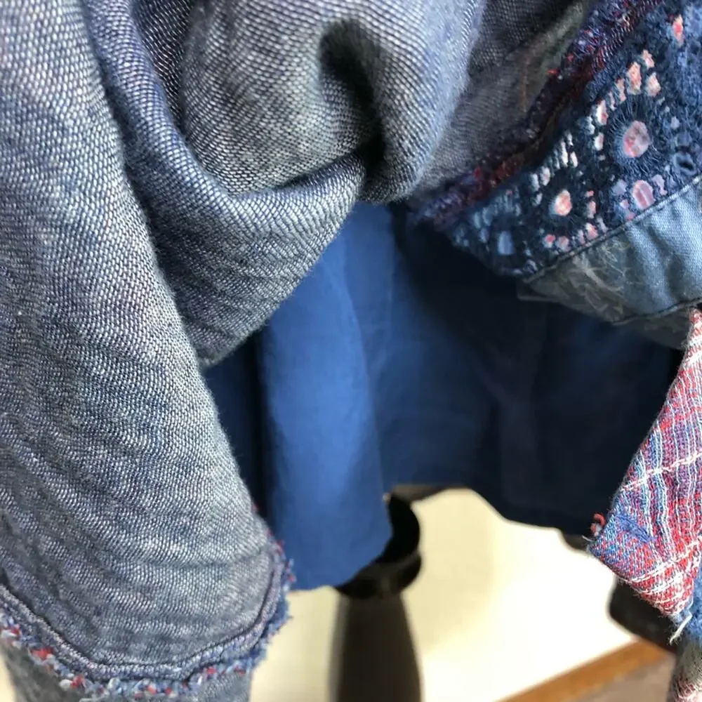 Anthropologie Holding Horses Anita Western blue red plaid dress size Small